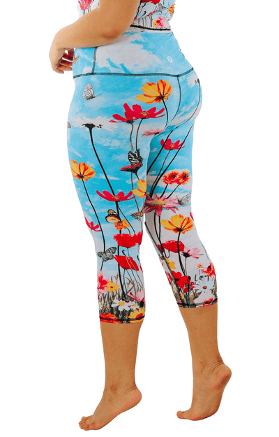 Flower Bomb Printed Yoga Crops Plus