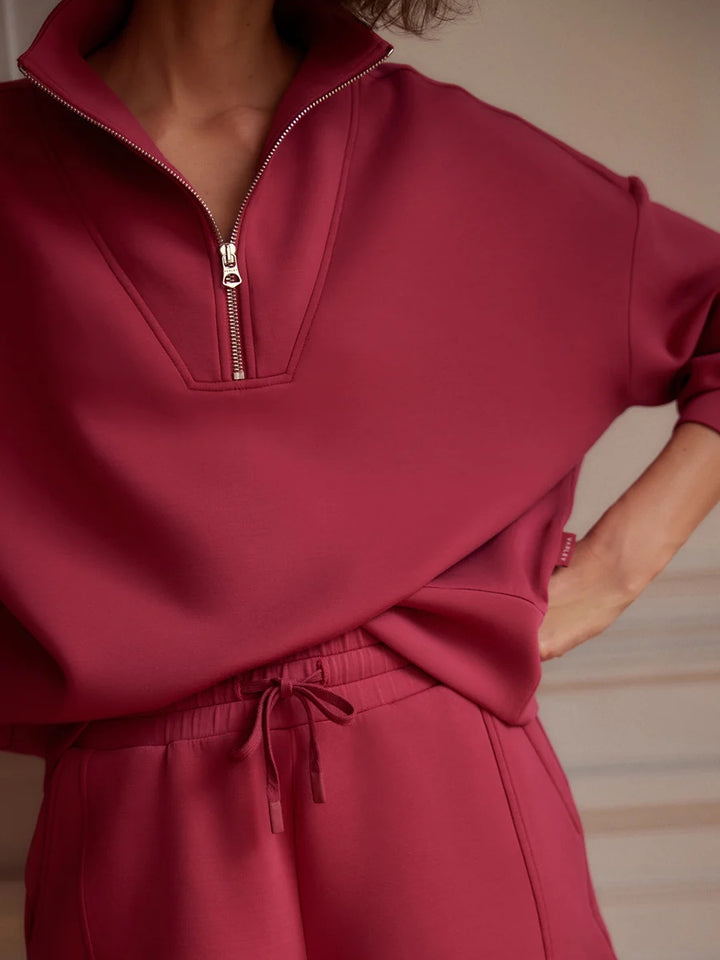 Hawley Half-Zip Sweat - Rich Raspberry | Relaxed Fit Sweatshirt