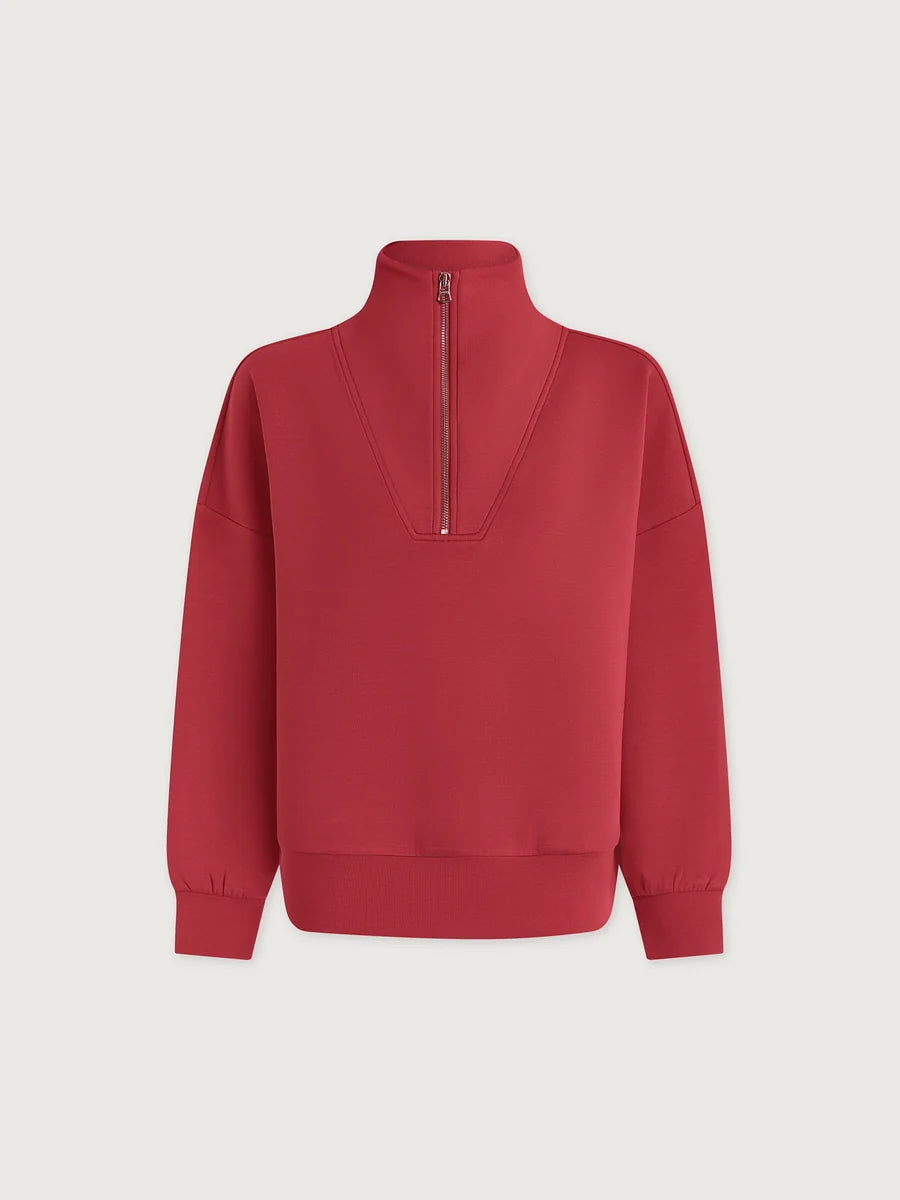 Hawley Half-Zip Sweat - Rich Raspberry | Relaxed Fit Sweatshirt