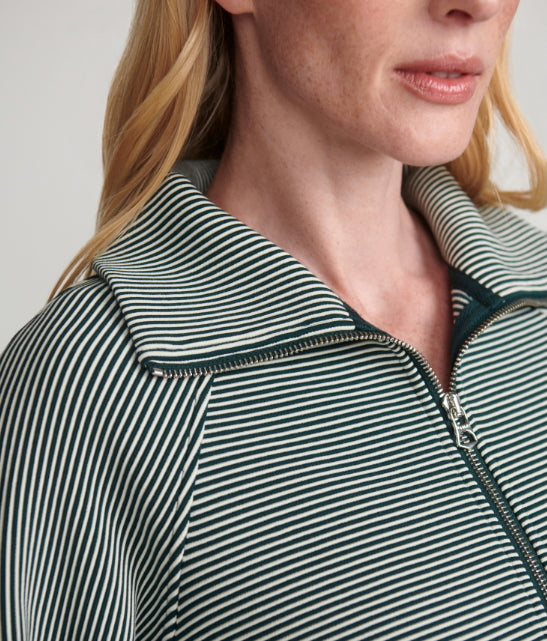 Milano Half Zip Cropped Sweatshirt - Ponderosa Pine Striped