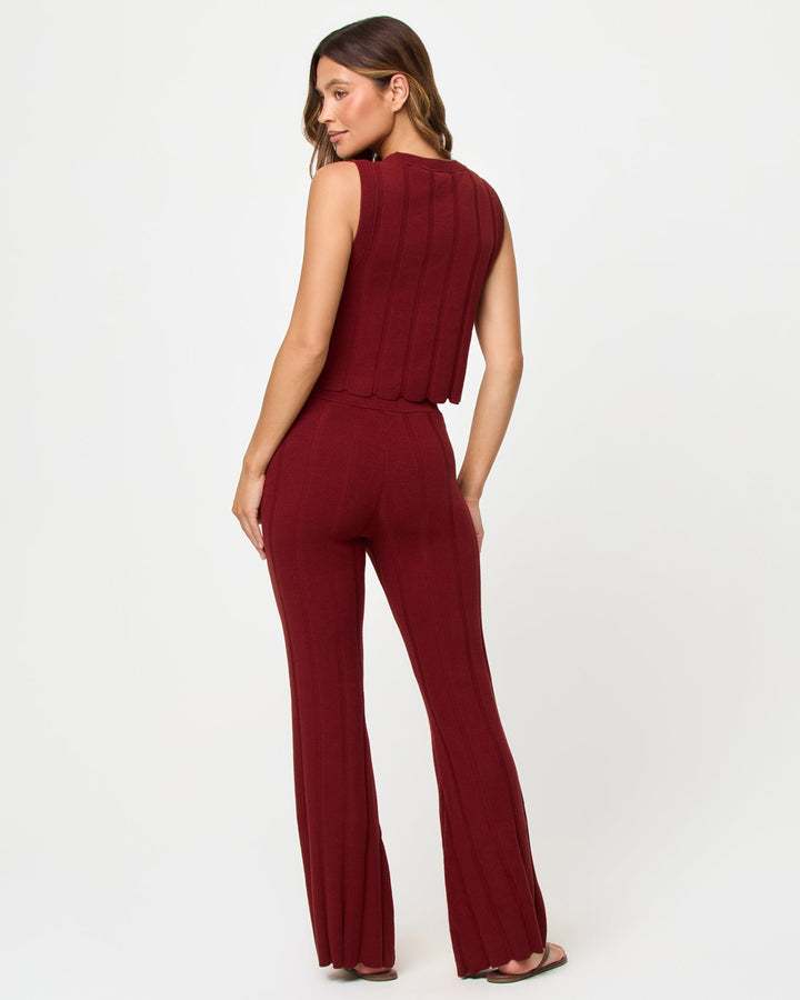 LSPACE Iris pant in dusty fig, back view on model.