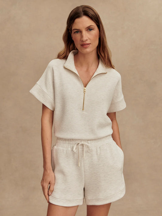 Ollie High Rise Shorts For Activewear - Ivory Marl