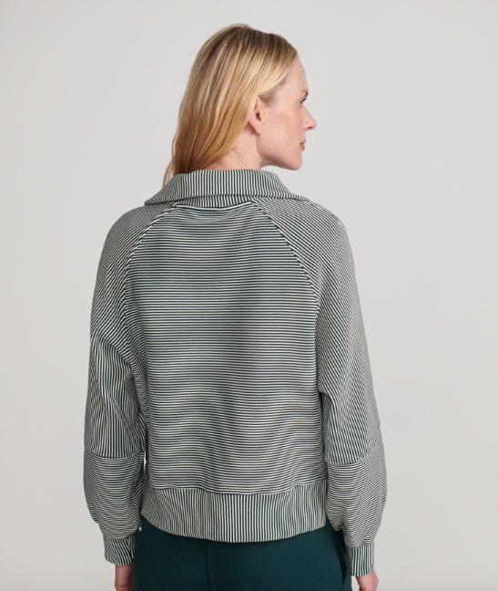 Milano Half Zip Cropped Sweatshirt - Ponderosa Pine Striped
