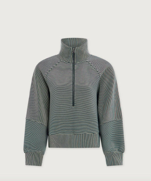 Milano Half Zip Cropped Sweatshirt - Ponderosa Pine Striped
