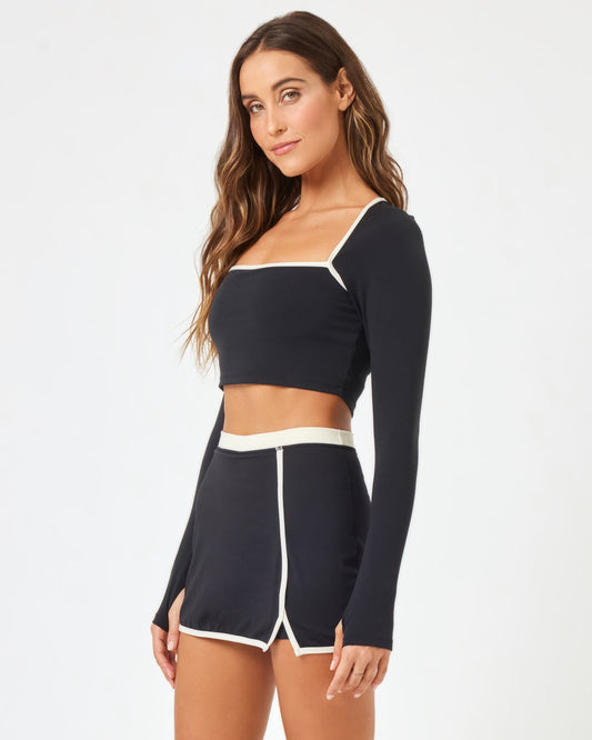 Campbell Skort - Black - Cream | LSPACE | Evolve Fit Wear