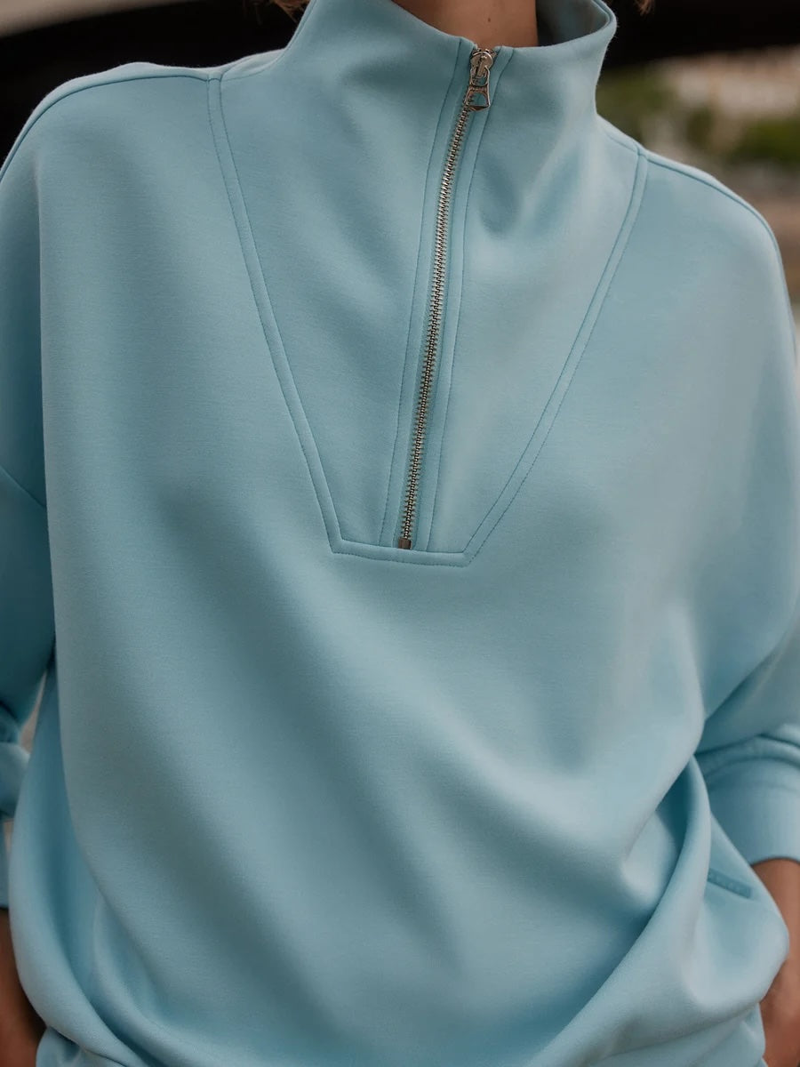 Hawley Half-Zip Sweat - Porcelain Blue | Relaxed Fit Sweatshirt