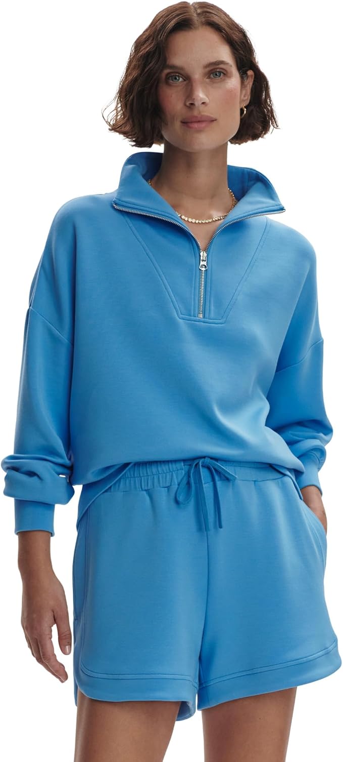 Varley Hawley Half Zip Sweat - Azure Blue