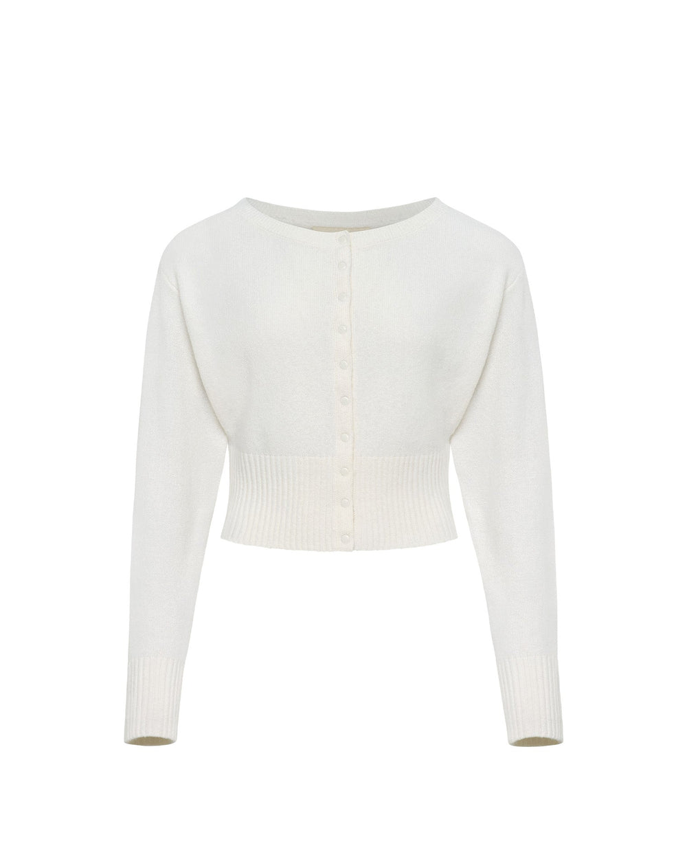 LSPACE In the Moment cardigan in cream, off-model flat lay.