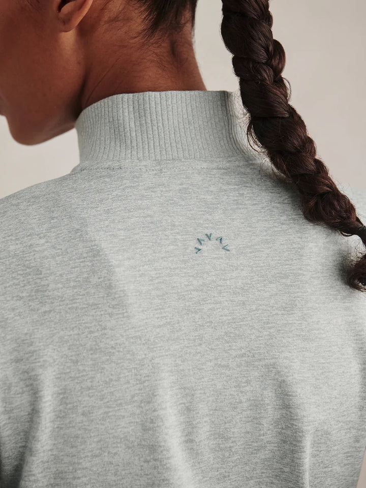 Rufus Cropped Full Zip Collared Sweatshirt - Blue Green Marl