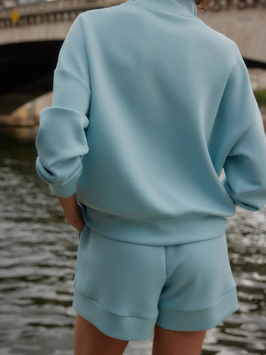 Hawley Half-Zip Sweat - Porcelain Blue | Relaxed Fit Sweatshirt