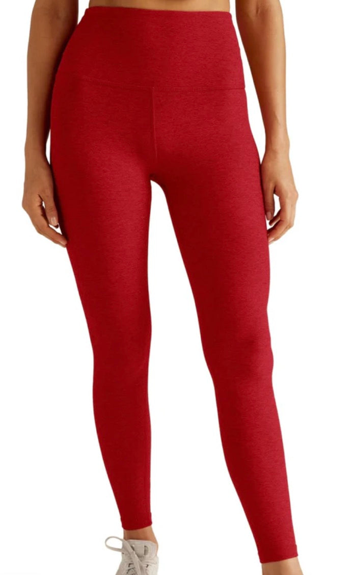Spacedye Out Of Pocket High Waisted Capri Leggings - Red