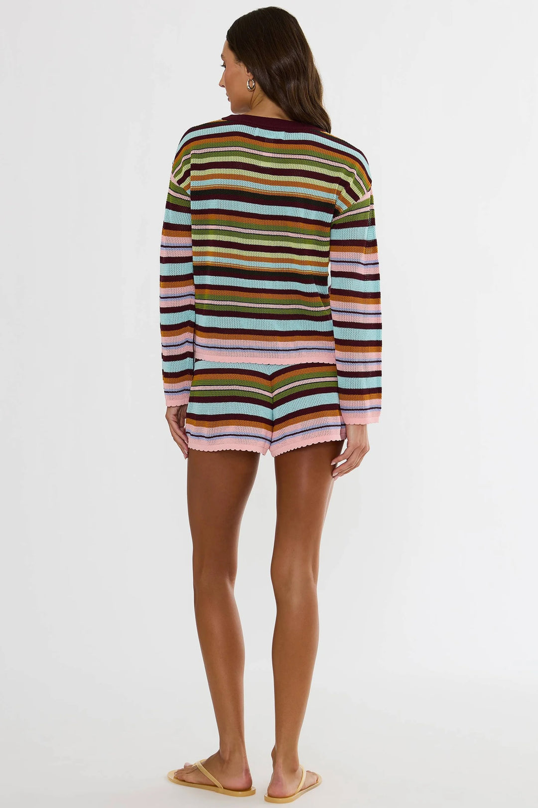Balboa Crochet-Style Knit Shorts - Paradise Stripe