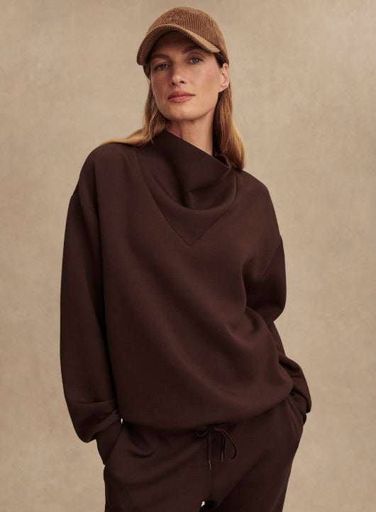 Betsy Lightweight Oversized Sweatshirt - Coffee Bean | Evolve Fit Wear