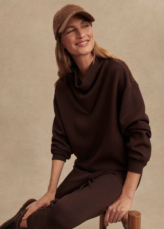 Betsy Lightweight Oversized Sweatshirt - Coffee Bean | Evolve Fit Wear