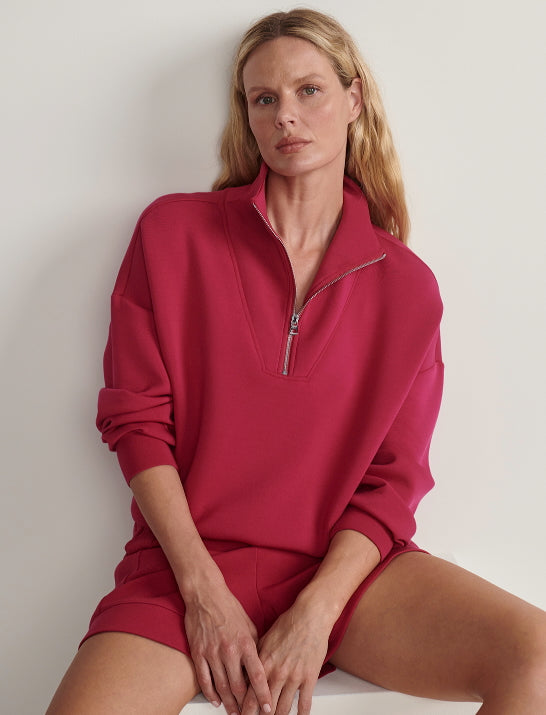 Hawley Half-Zip Sweat - Rich Raspberry | Relaxed Fit Sweatshirt