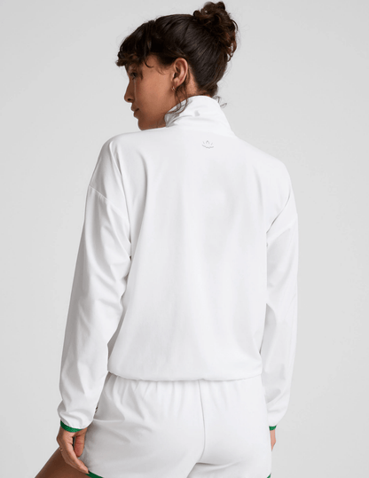 Course Contrast Half Zip Pullover - White/Green | Beyond Yoga | Evolve Fit Wear