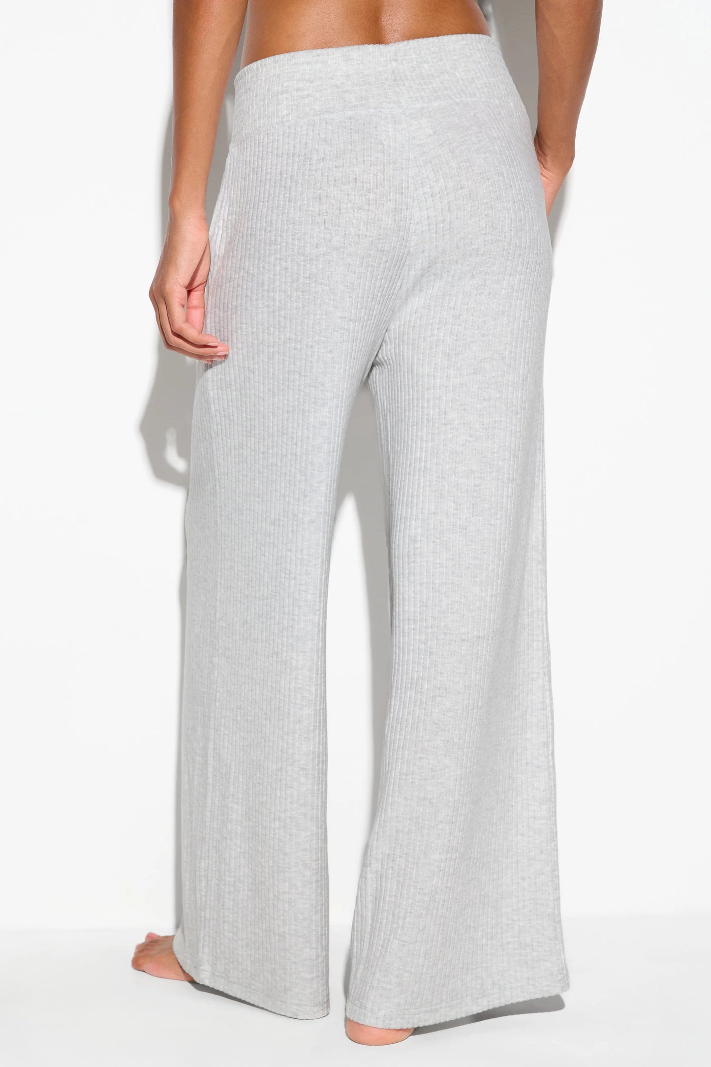 Luma Rib Restore Wide Leg Pants - Light Heather Grey