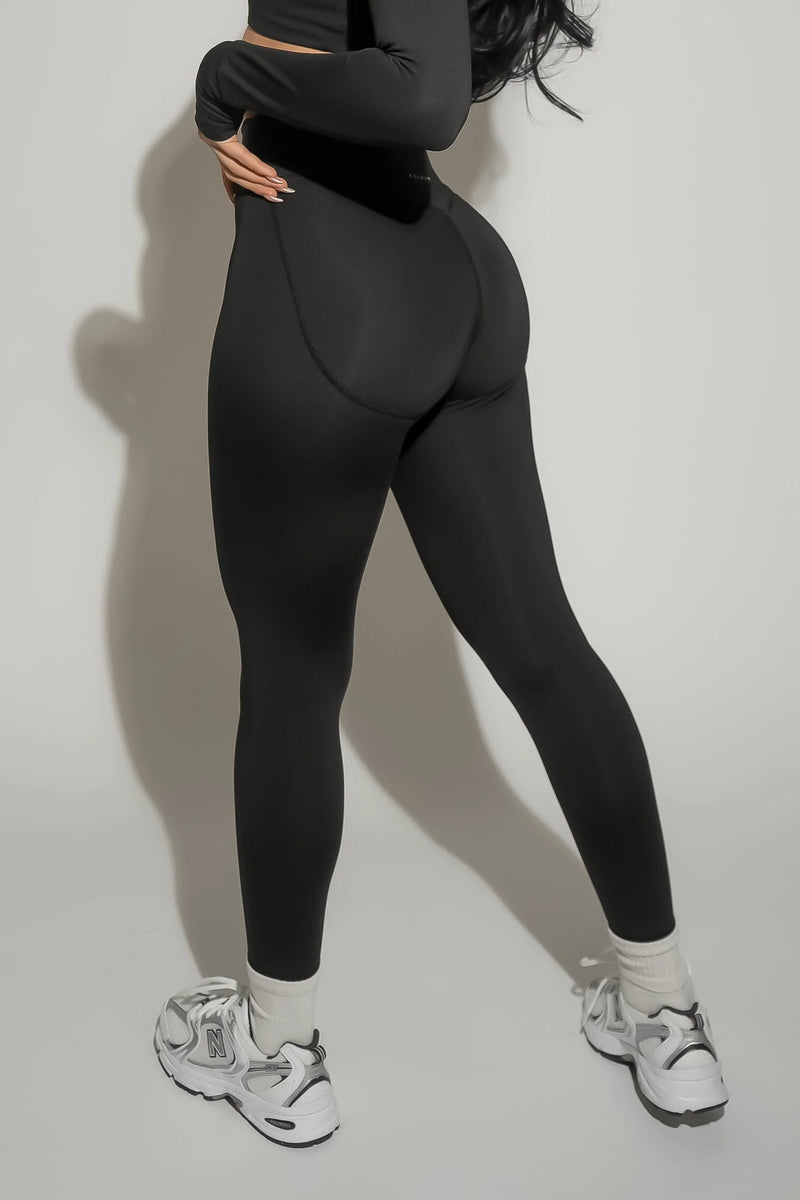 NYLON HEART CONTOUR LEGGING - BLACK (SALE)