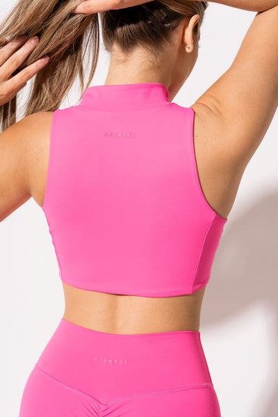 Contour Zip Crop - Pink Poison