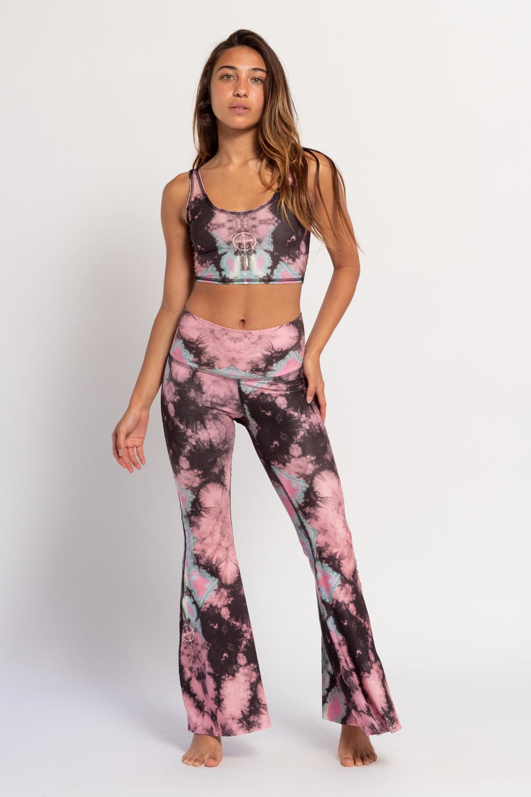 Eagle Feather Pink Crop Bell Bottom