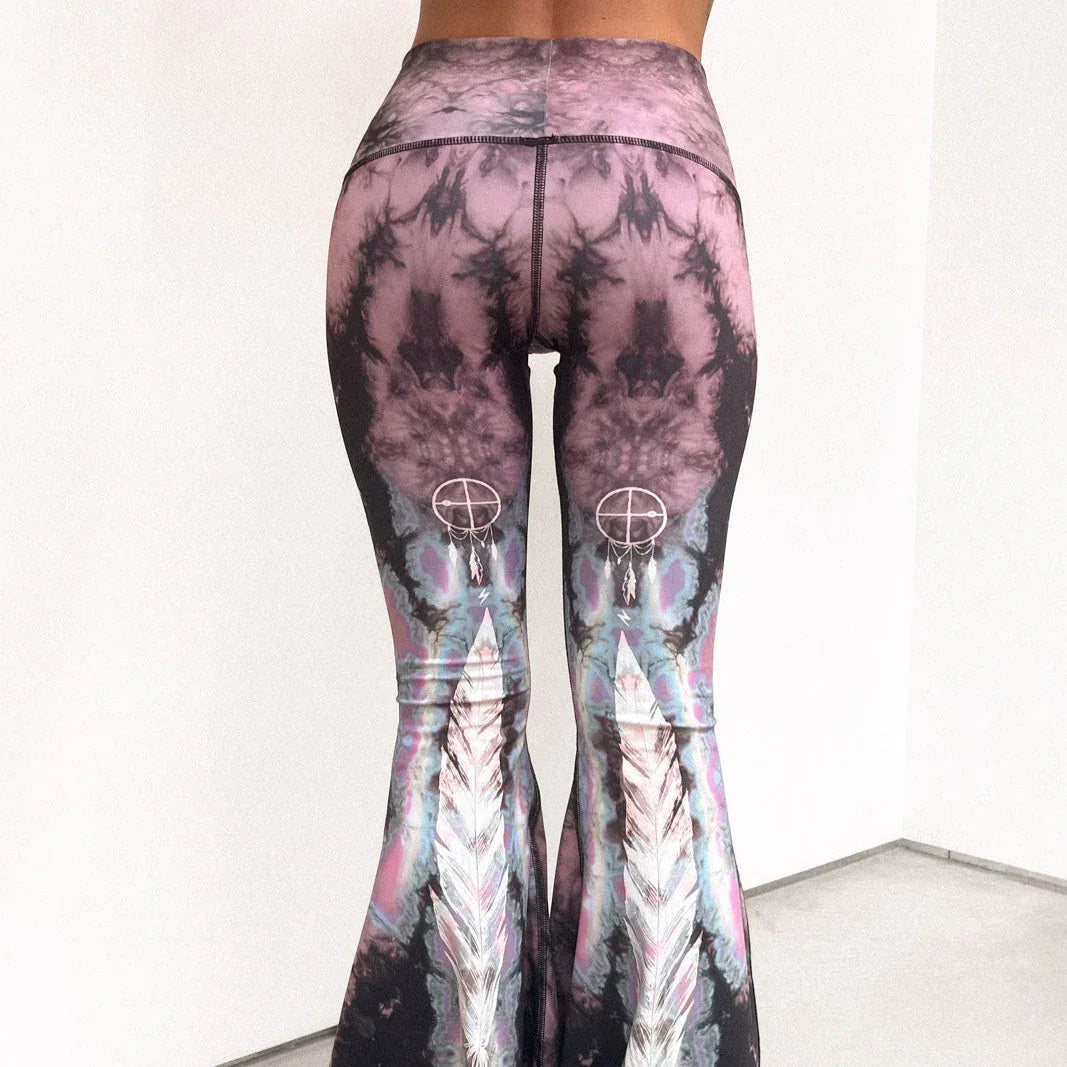 EagleFeatherPinkBellBottomsBack - Evolve Fit Wear - EagleFeatherPinkBellBottomsBack
