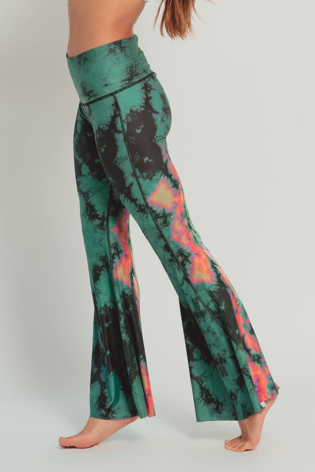 Eagle Feather Green Crop Bell Bottom