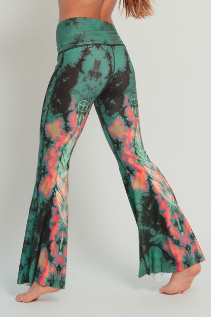 Eagle Feather Green Crop Bell Bottom