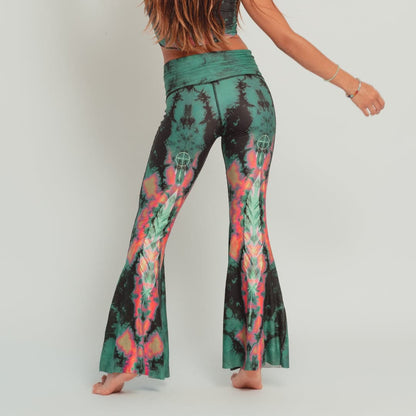 Eagle Feather Green Crop Bell Bottom
