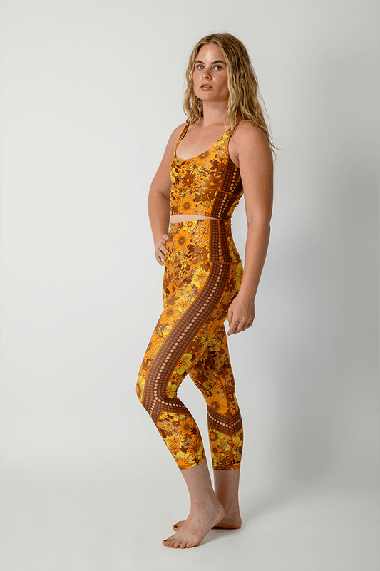 Flower Power Printed Yoga Crops | Yoga Democracy | Evolve Fit Wear