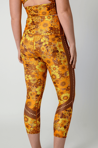 Flower Power Printed Yoga Crops | Yoga Democracy | Evolve Fit Wear
