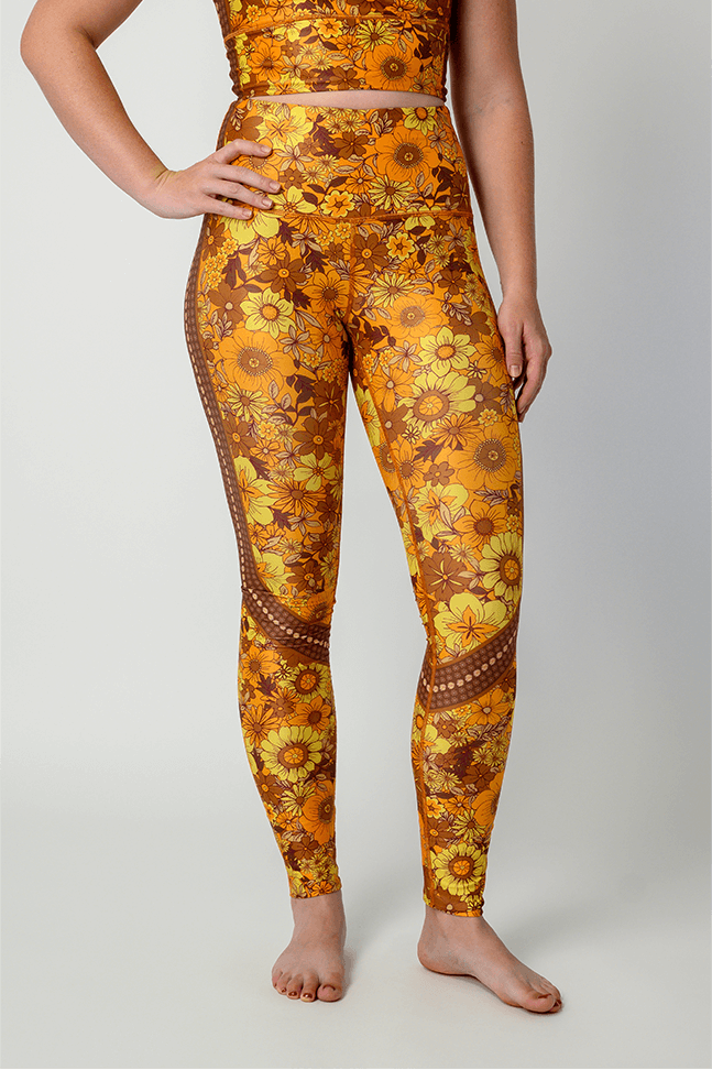 Flower Power Printed Yoga Leggings close