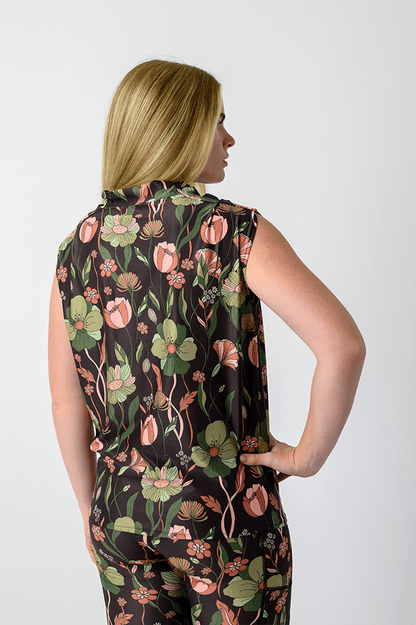 Goddess Cowl Tank in Botanical Garden | Yoga Democracy | Evolve Fit Wear