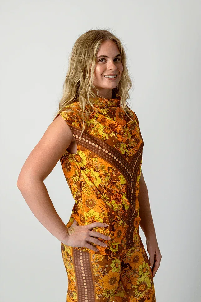 Goddess_Cowl_Tank_in_Flower_Power_side - Evolve Fit Wear - Goddess_Cowl_Tank_in_Flower_Power_side