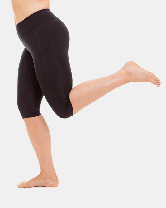 Versatile Cropped Leggings with Pockets for Active Lifestyles - Booya Black