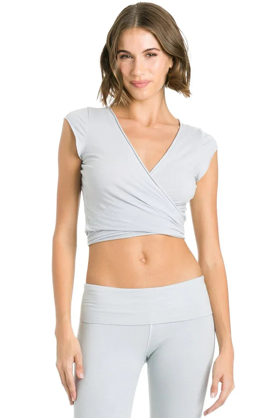Hard-Tail-Crop-Short-Sleeve-Tie-Front-Dove - Evolve Fit Wear - Hard-Tail-Crop-Short-Sleeve-Tie-Front-Dove