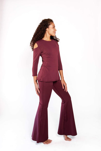 Open Shoulder Top in Maroon | Yoga Democracy | Evolve Fit Wear