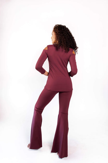 Open Shoulder Top in Maroon | Yoga Democracy | Evolve Fit Wear