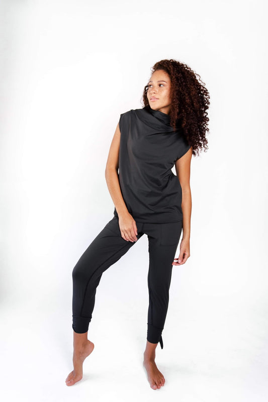 Goddess Cowl Tank in Jet Black | Yoga Democracy | Evolve Fit Wear