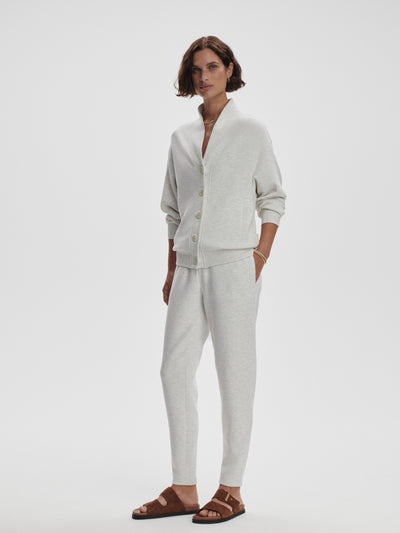 Varley Celeste Button Through Sweat - Ivory Marl