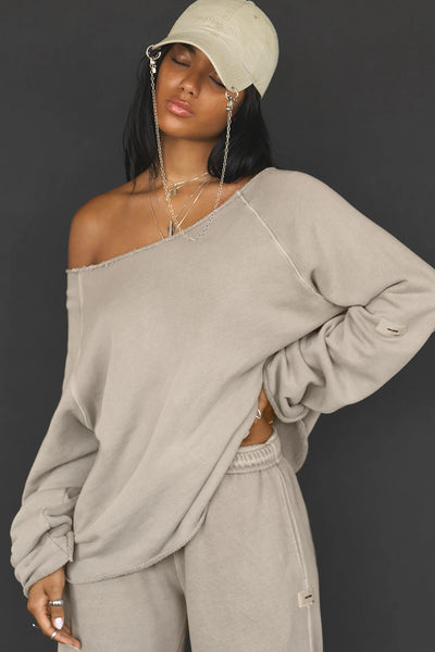 Joah Brown Slouchy Pullover - Sand