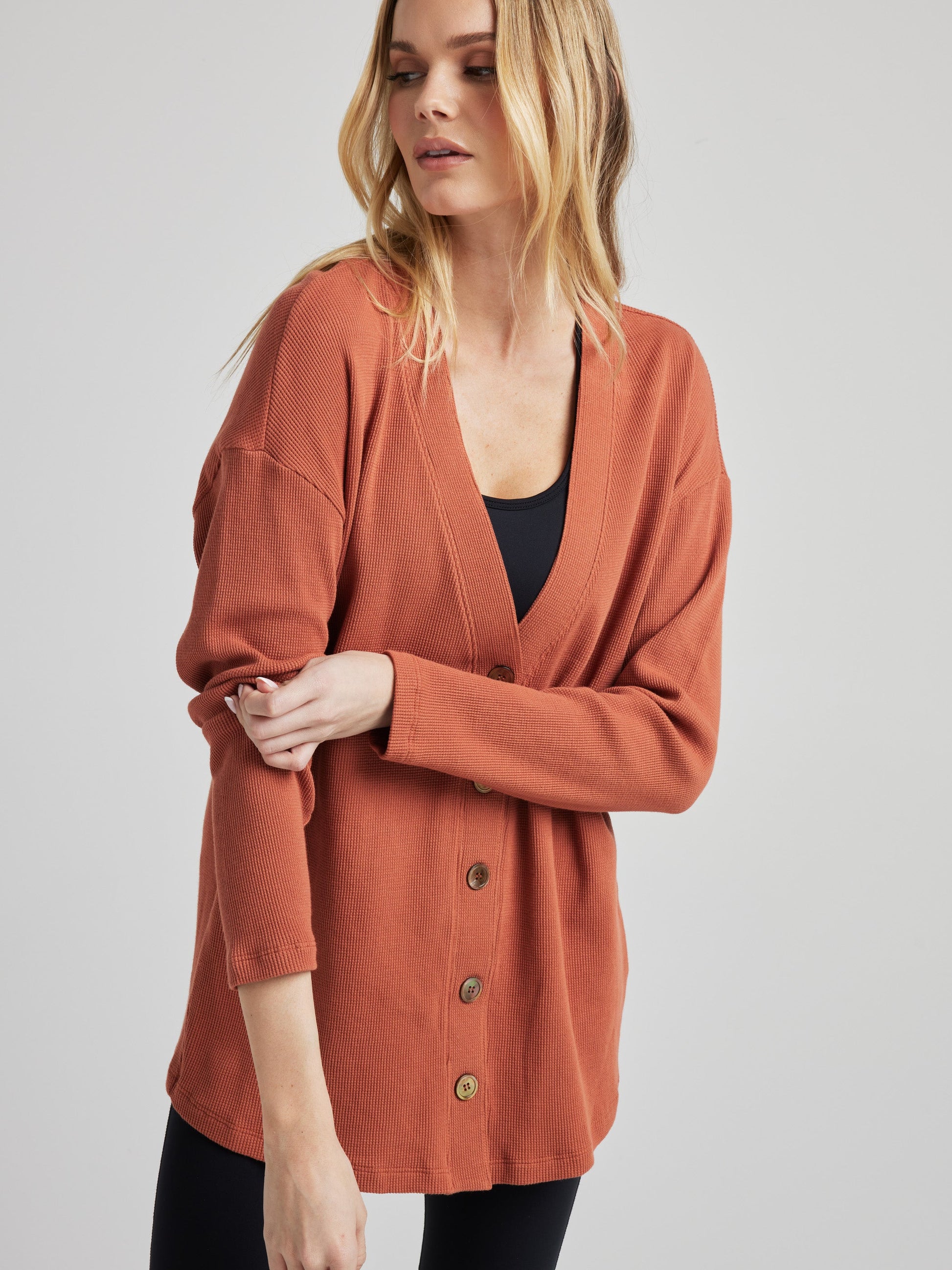 Relaxed Cardigan - Baked Clay | Losano | Evolve Fit Wear
