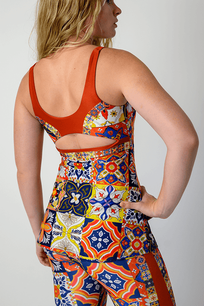 Limitless Tank - Mosaic in Sienna | Yoga Democracy | Evolve Fit Wear