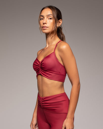 Palma Gloss Longline Bra - Cabaret Red