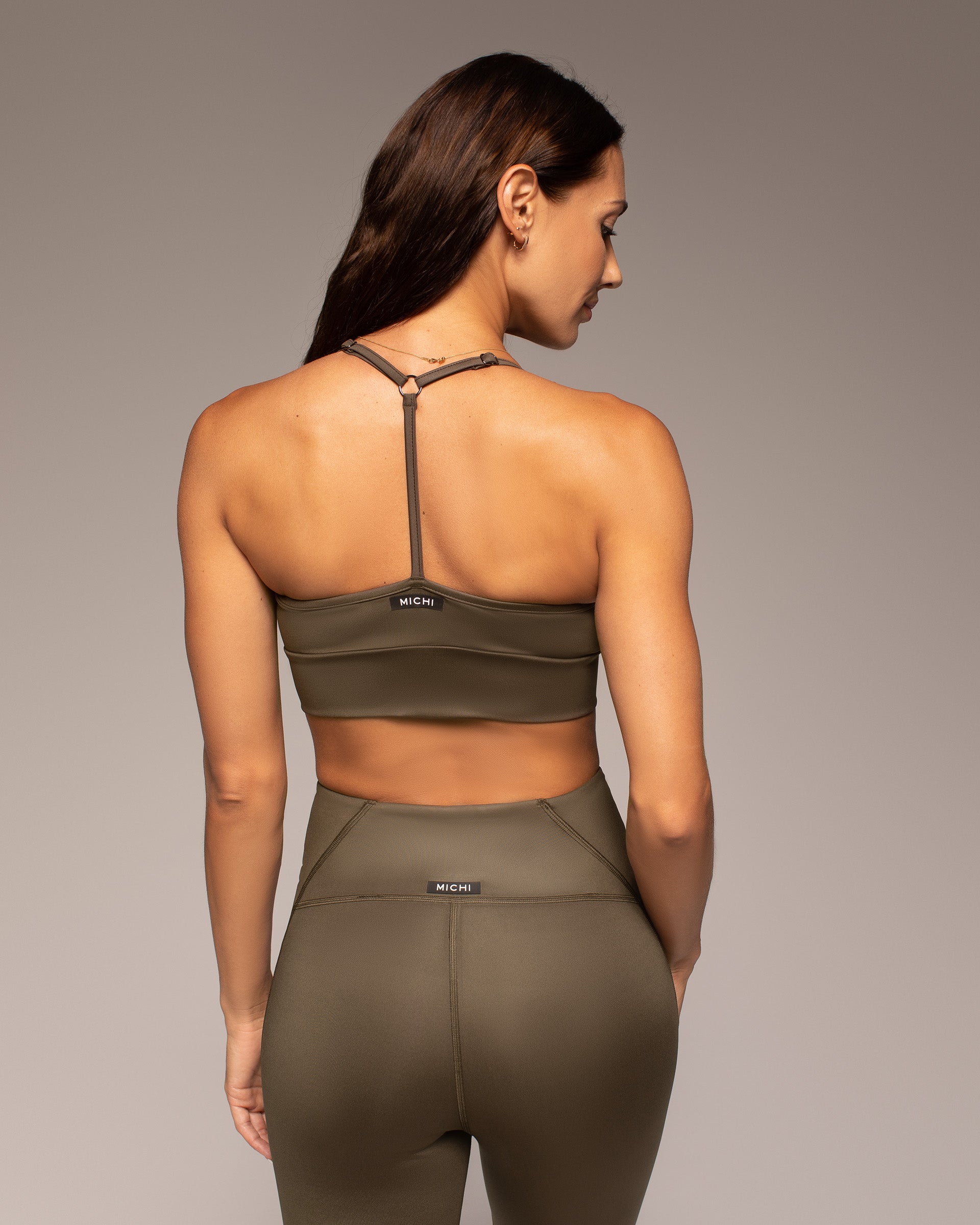 Palma Gloss Longline Bra - Olive