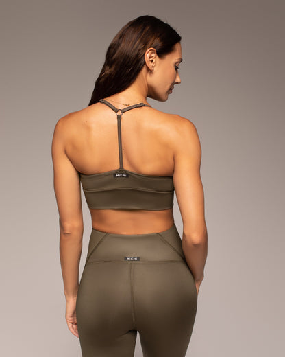 Palma Gloss Longline Bra - Olive