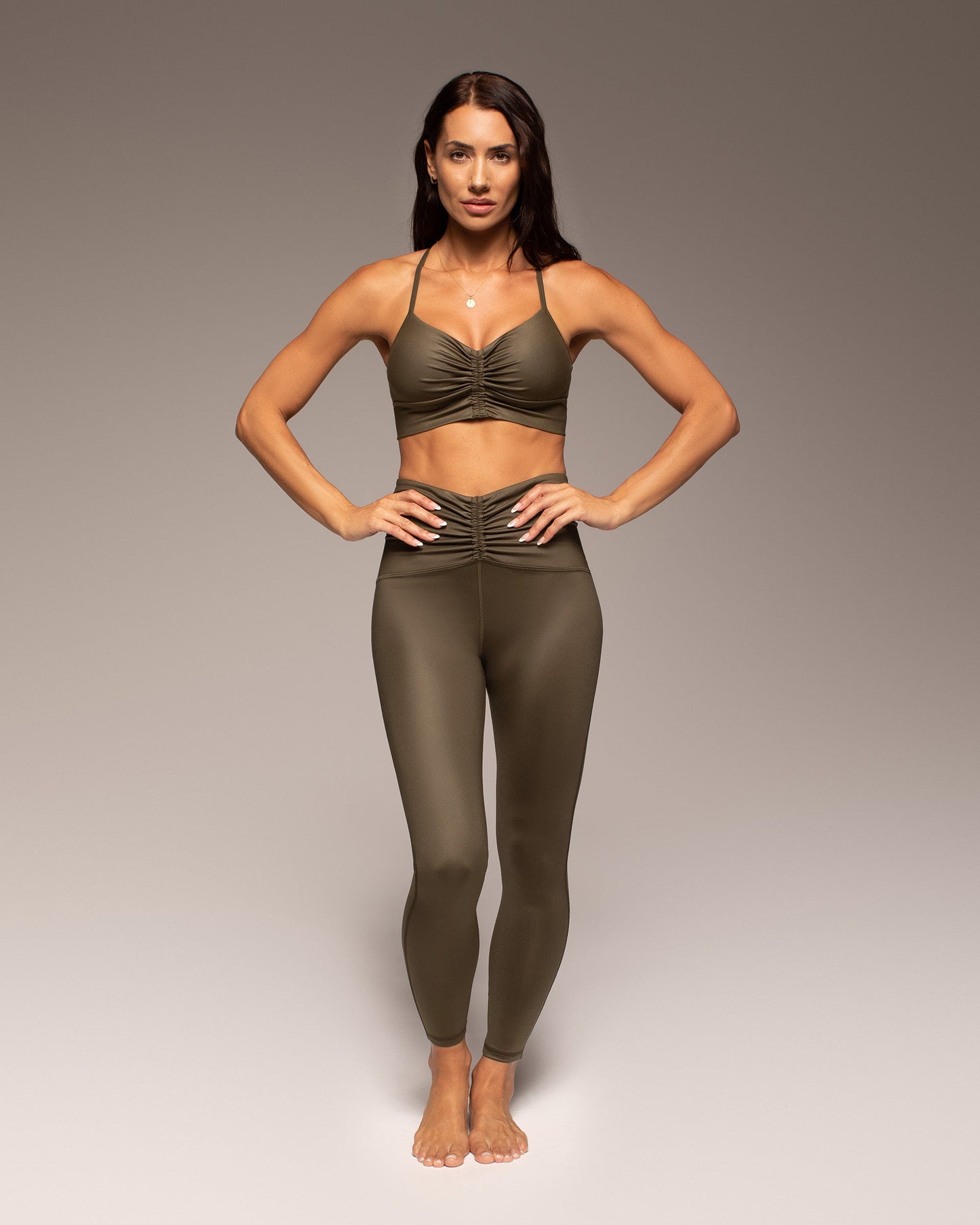 Palma Gloss Longline Bra - Olive