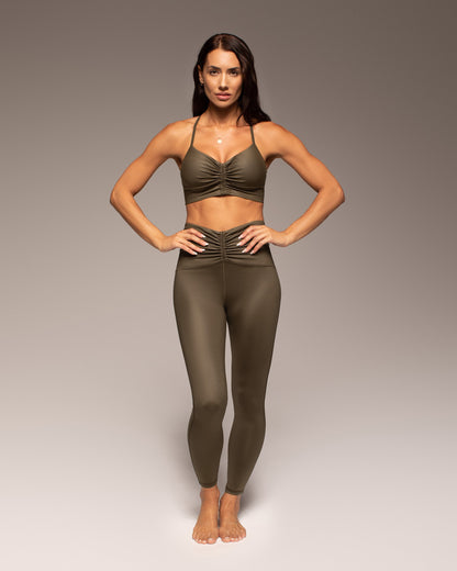 Palma Gloss Longline Bra - Olive