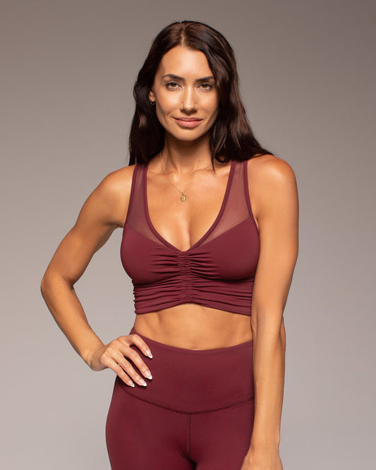 Palma Mesh Longline Bra - Bordeaux