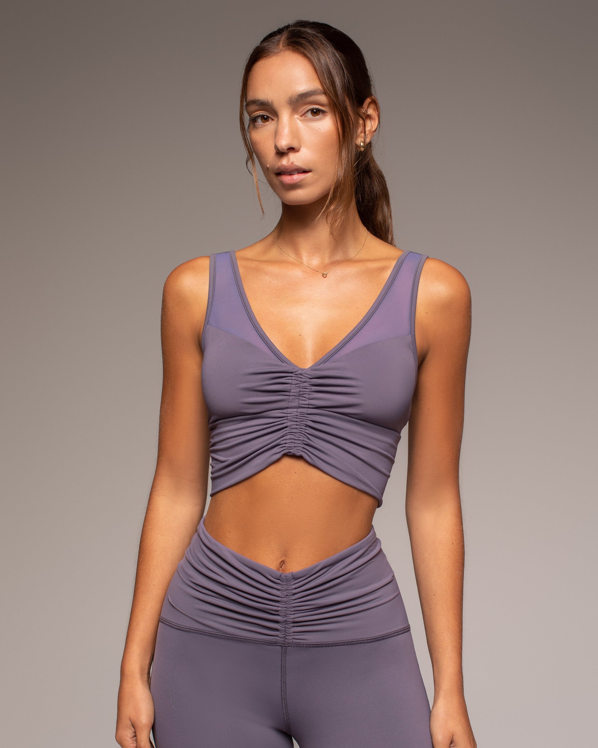 Palma Mesh Longline Bra - Dark Lavender