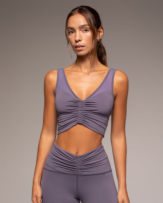 Palma Mesh Longline Bra - Dark Lavender
